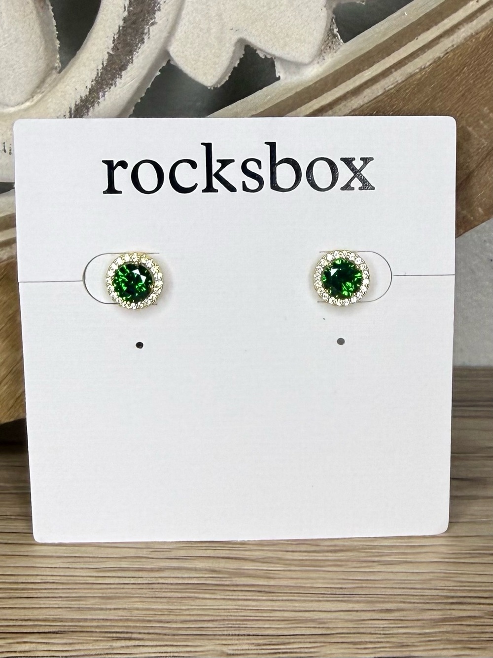 Rocksbox Perry Street Kate stud earrings in emerald